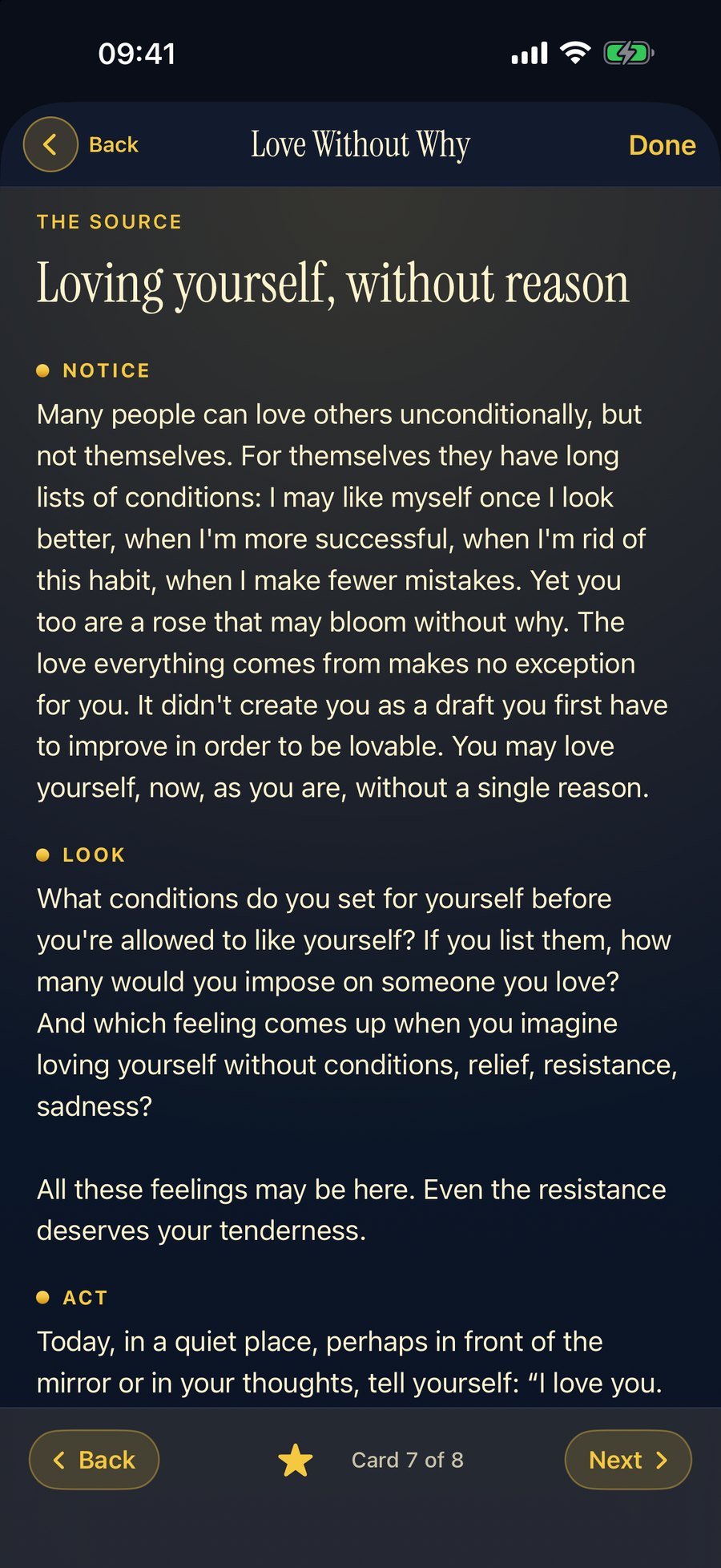 Notice, Look, Act — and a sentence for today.